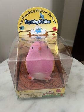 Squishy Birdiez Nest Surprise- PINK bird squishy toy- sensory fidget